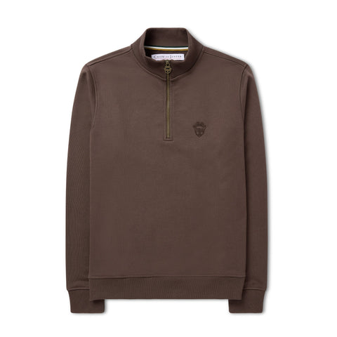 Mens Heavy 100% Cotton Quarter-Zip in Brown - Crow and Jester