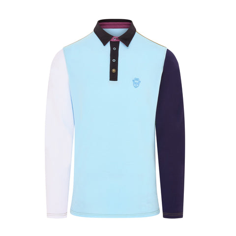 Mens Multi - Coloured Long Sleeve Polo - Crow and Jester