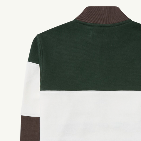 100% heavy cotton, 510 g/sqm, in rugby-inspired colour block
